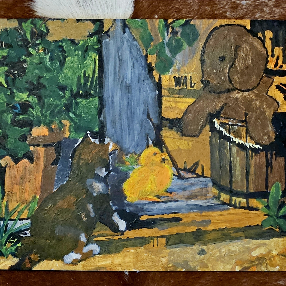 VINTAGE old Paint By Numbers- Hand-Painted ANIMAL Art Painting 15x11"